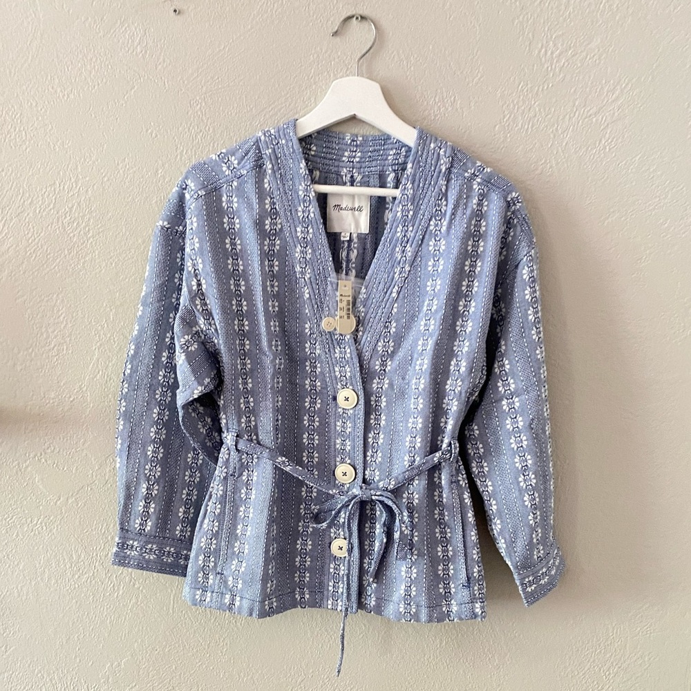 Madewell Floral Jacquard Tie-Waist Jacket